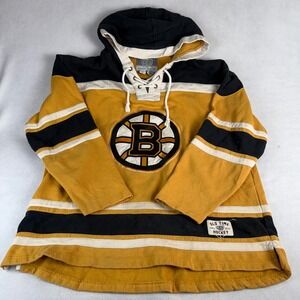 Old Time Hockey Boston Bruins Causeway Collection Lace-Up Hoodie Gold Mens XL